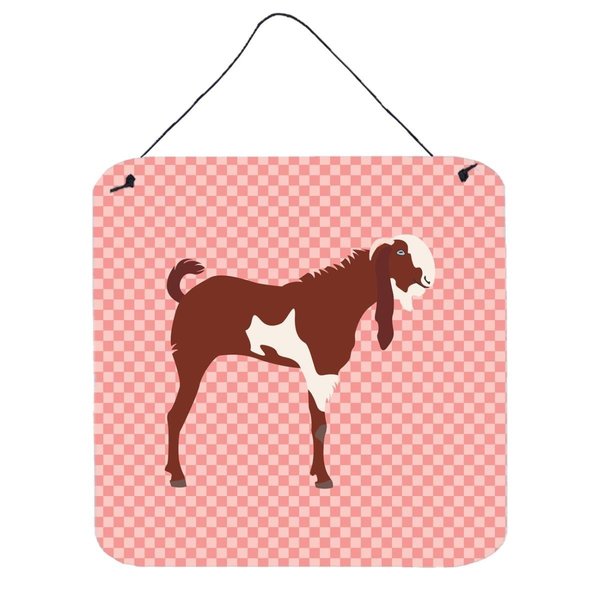 Micasa Jamnapari Goat Pink Check Wall or Door Hanging Prints6 x 6 in. MI229771